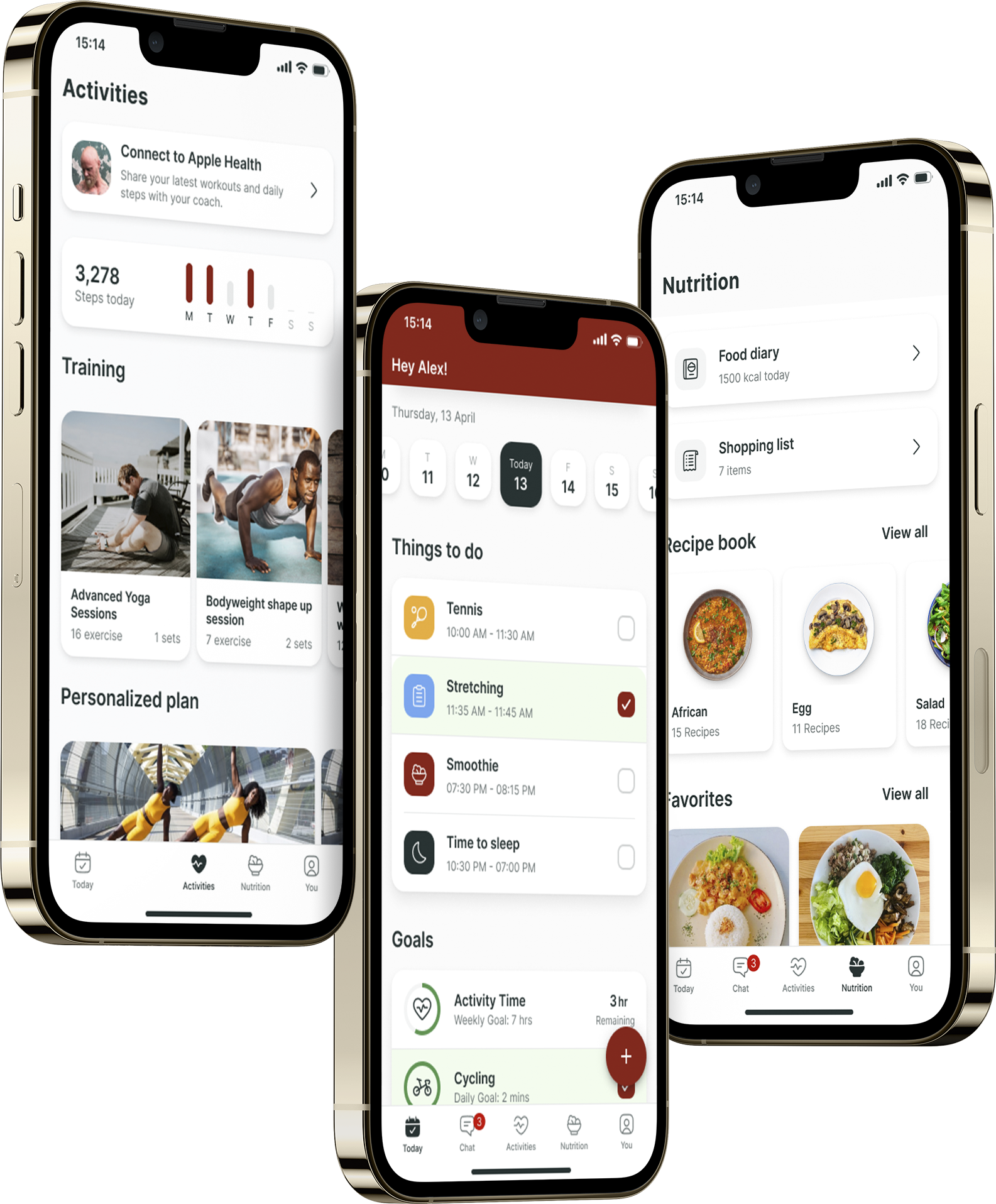A mockup of the coaching app showcasing the features.